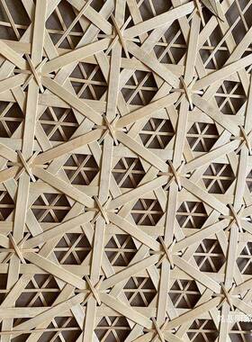 竹席吊顶六角孔八角孔酒thj#hsdf民宿装编织席子饰修竹编屏风装藤