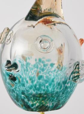 电视RD6369柜酒柜家轻奢件手工玻璃泡亲嘴鱼动物摆鱼居摆件工艺饰