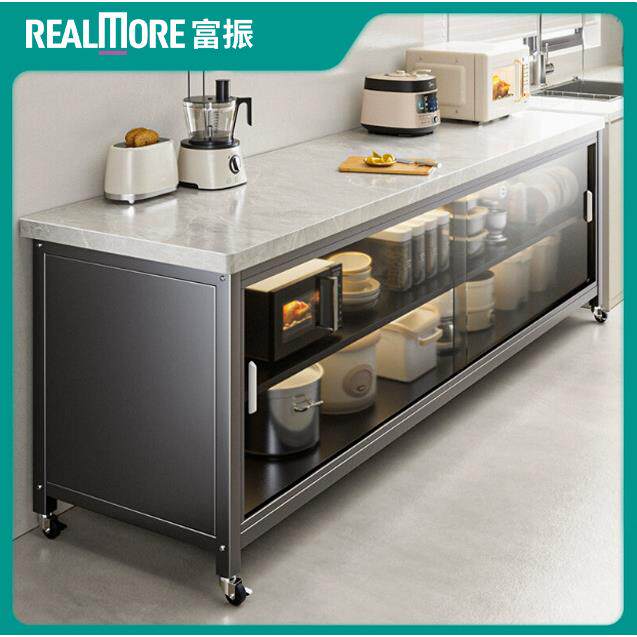 岩板厨房收纳置闭物柜落地多层开门全封柜现代简约双MTN家碗用储