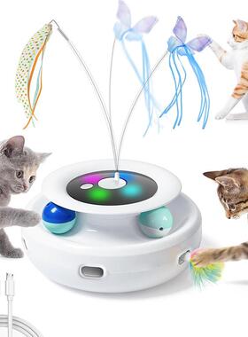 跨境新款逗猫棒动猫自玩具猫转盘自TZQ动逗猫电器猫咪玩玩具嗨猫