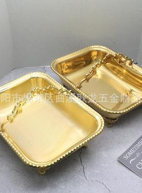 锈钢巾盘手提毛巾篮202750酒店餐厅热毛巾托盘毛收纳水果篮筐不新