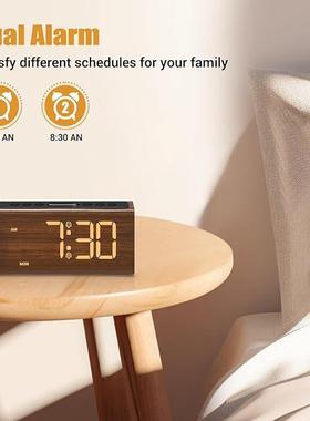 亚马逊新木质数字时CYP-012W钟令时款多功能贪闹睡钟大屏幕数显木