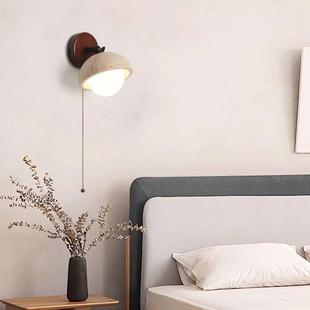 卧床头风古风花苞壁灯中奶油房间墙灯带567开关楼室梯黄洞石灯具