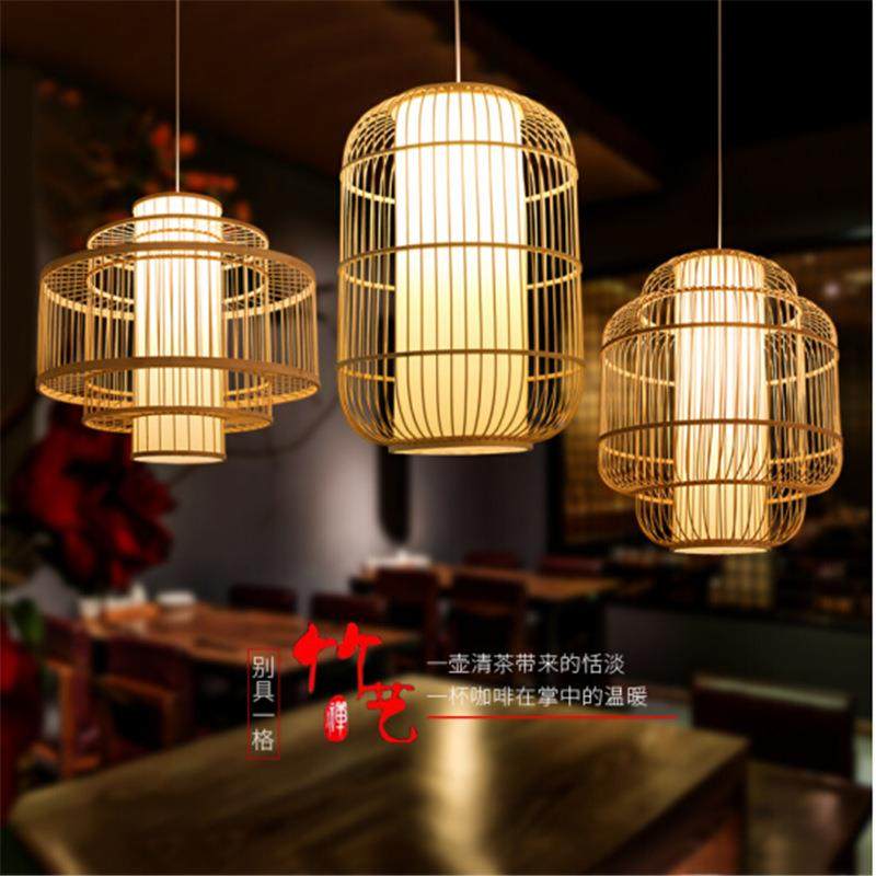 美YE471属萨仿古亚日式手工编织工竹艺吊灯东南亚风格茶楼酒店竹