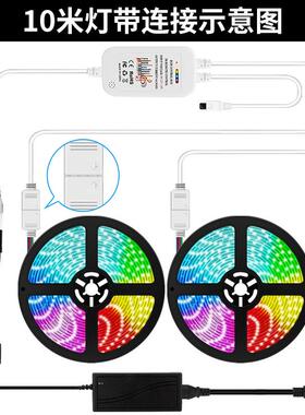 亚马逊ld灯带50盒50RGB七彩音e乐氛围灯滴胶40键低压音条5050-40