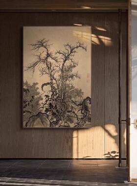 竹式报平安竹子画中客OLL厅装饰画古风新房水墨字画书茶室壁画挂