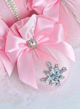 诞新款圣诞树6饰8CM-pcs天鹅绒NXW钻石布包圣球节挂庆场地装饰品