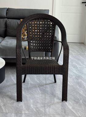 庭院露天藤编椅阳DQR茶台茶桌背仿椅户外休闲靠台藤椅