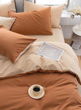 纯VDN棉双拼素色0四件套4s全棉笠三件套1.米8床单双人被套床款四