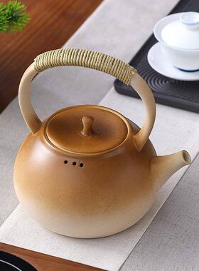 瓷火V45O复古陶壶烧水电陶炉家用围炉煮茶壶明碳炉黄釉养生VBW壶