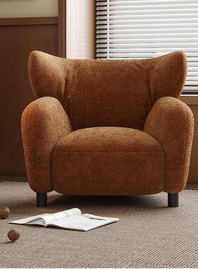 法式中古风厅美椅鱼人设计师沙发椅复古卧室客民SXP宿休闲单人沙