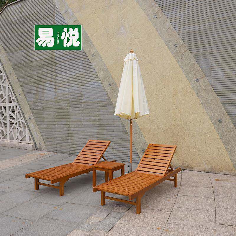 户外实躺床区海边泳午休酒店UBG景防水防木晒庭池院花园室外柚木