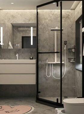 酒店工门程不304锈钢浴房弧扇形淋UIU浴房钢化移淋半圆淋浴房弧形