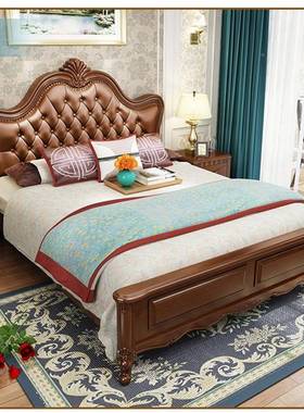 美式实木床.床轻奢欧式白色床15米1.8软包婚床主公卧抽屉储PLT物