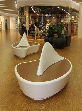 玻璃钢座椅商等场休闲椅40741美陈户外公候共坐木凳纹凳休息椅子厂家