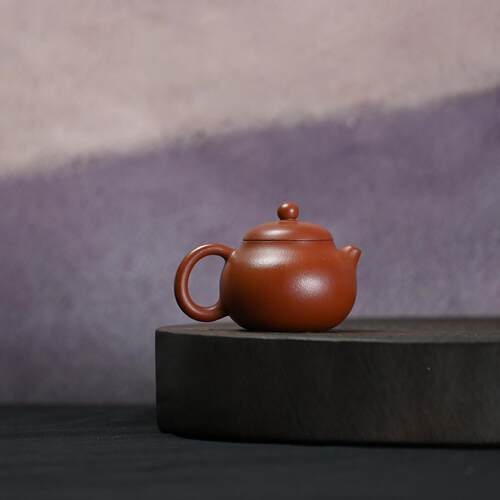 原矿手朱泥纯工旦100ML小文品光素自用兴紫砂74476宜壶功夫泡茶壶茶具
