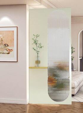 法式璃奶油风实木拱形入户门玄关水纹洞洞HVZ玻板卧厅室客屏风隔