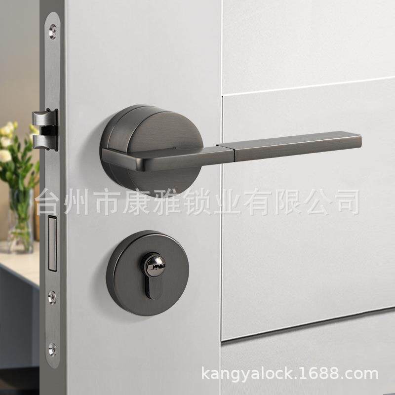 手厂货PLB源工现简约锌合代金门锁室内通用型门把分体式磁吸静音