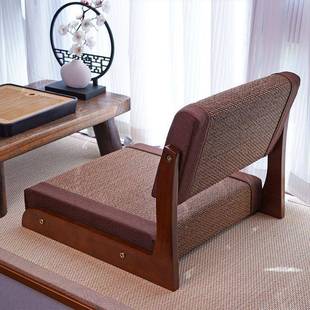 天然竹无编和室椅榻榻座子椅日式腿靠背凳实木飘窗椅矮椅懒人RGZ