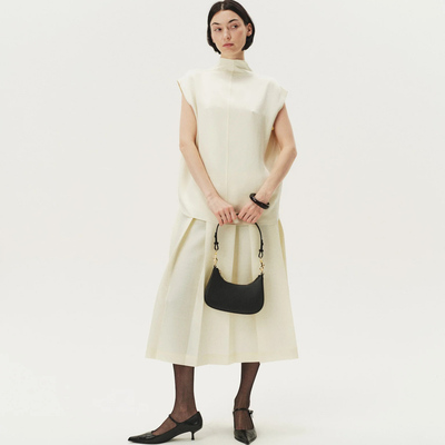 帕秀简约黑色腋下包女半月形法棍包小众设计手提斜挎包