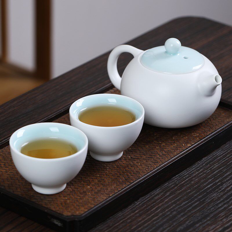 五大名窑手持中式纯色便携式旅行用具品茗杯一壶两杯功夫茶具套装