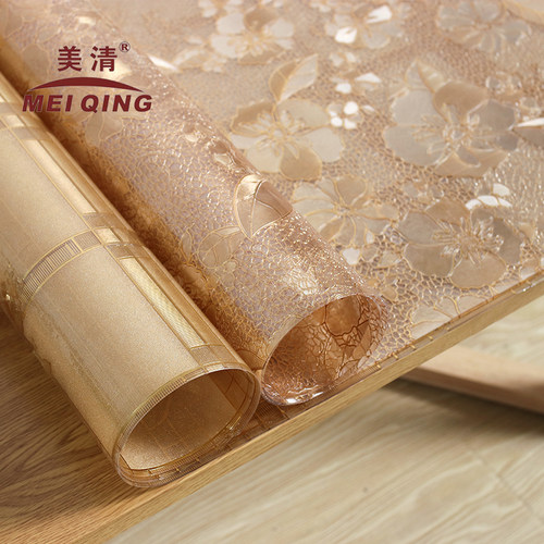 茶几垫塑料台布软玻璃实木餐桌桌垫烫金桌布防水防烫防油pvc欧式