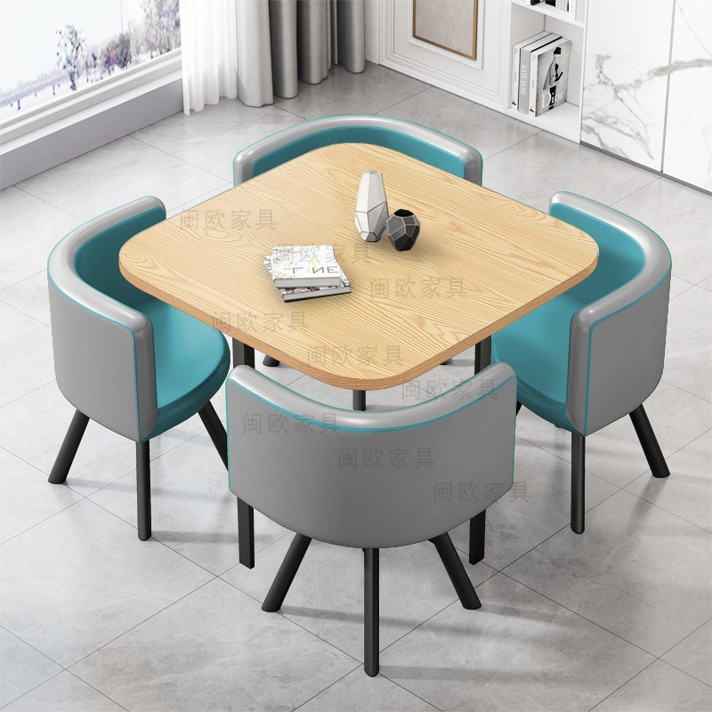 洽谈桌椅组合小户型租房饭桌餐桌现代简约圆桌家用阳台接待方桌椅
