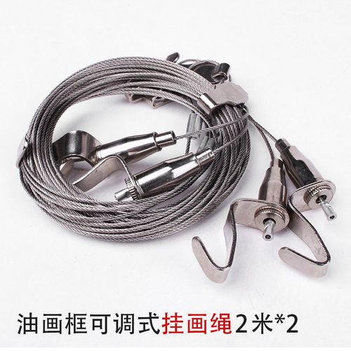挂画器钩 挂镜线勾 油画钩钢丝绳挂画器 可调节画油画钩2米2个