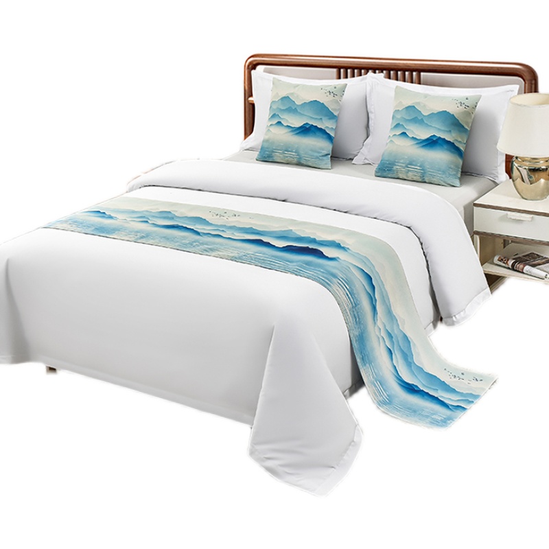 印象派床旗床尾巾高档宾馆酒店民宿床上用品简约现代床尾毯床盖