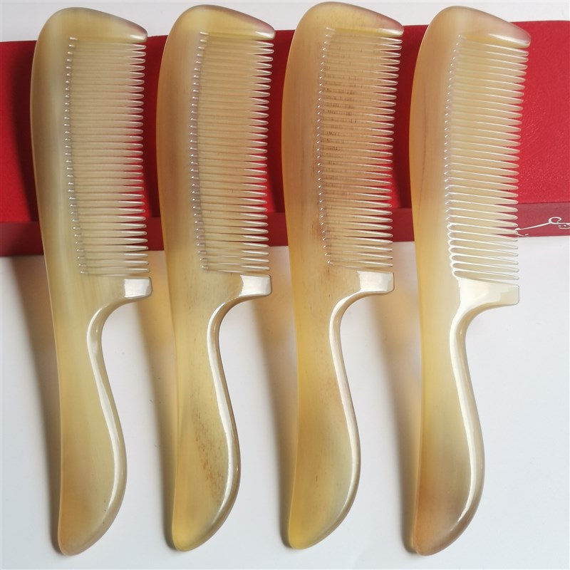 福缘天然加厚密齿羊角梳梳子长发家用经络按摩牛角梳梳子