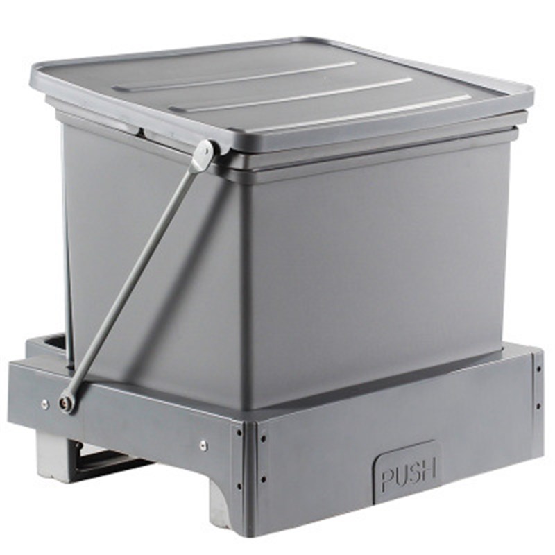 家用橱柜开门简约抽屉式脚踢自动弹出隐藏嵌入式内置单桶垃圾桶