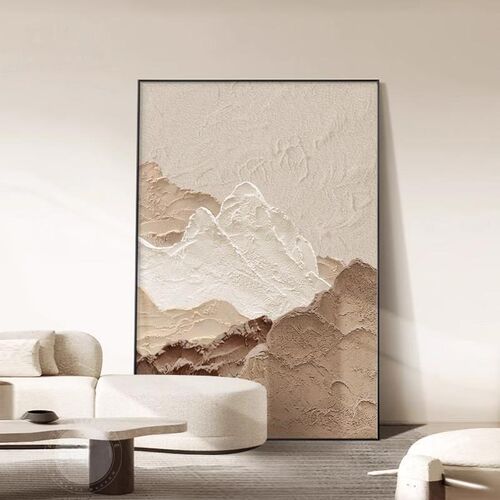 2024新款背有靠山客厅装饰画抽象肌理感沙发背景墙落地画玄关壁画