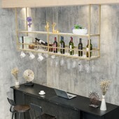 吧台铁艺吊架餐厅吊柜家用吊顶装 饰倒挂高脚杯架酒吧悬挂酒架酒柜