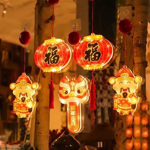 led大红灯笼小挂饰2022虎年春节过年新年装饰品布家用置阳台挂件