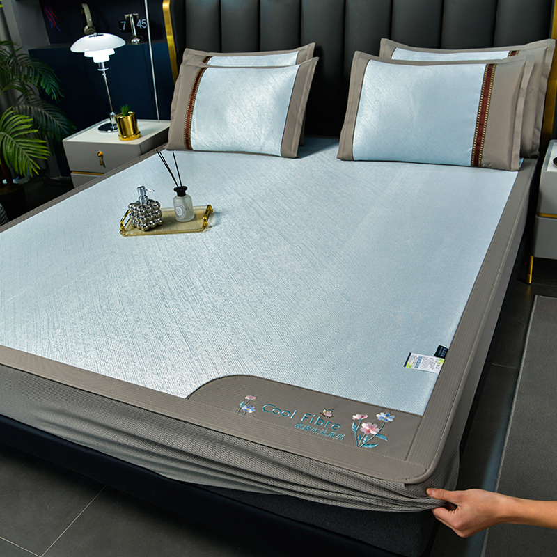 夏季高档床笠款冰丝席凉席三件套1.5米1.8x2.0床罩可水洗空调席子