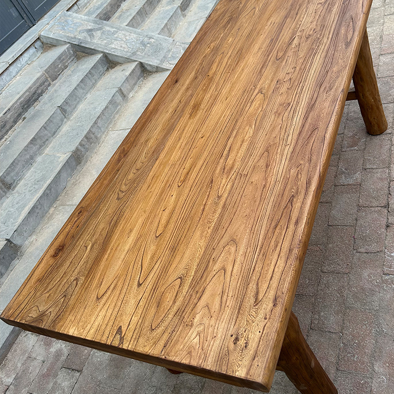 老榆木桌子实木板复古茶桌茶台长条餐桌家用原木桌面吧台长桌书桌