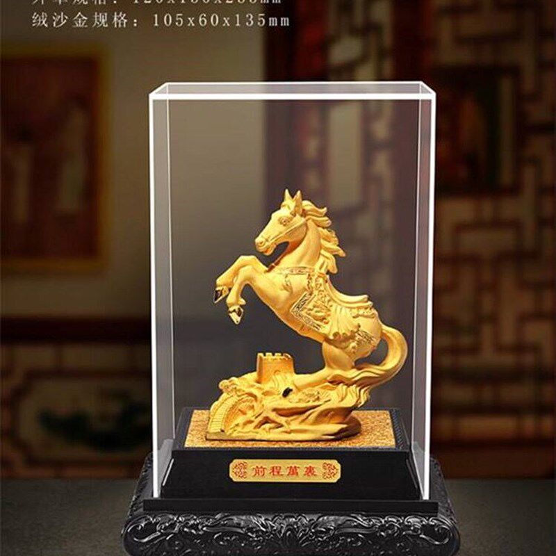 绒沙金镀金金马摆件马到成功办公保险银行商务会销礼品工艺品