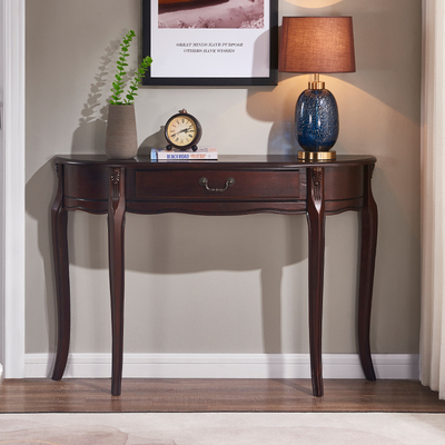 实木玄关桌靠墙窄桌子半圆玄关台窄条桌30宽案台玄关柜走廊超窄