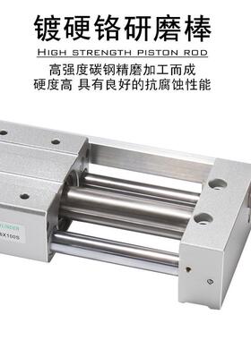 亚德客磁偶式无气缸杆RMT16/20/25X50X100X150X200X250-SA带导轨