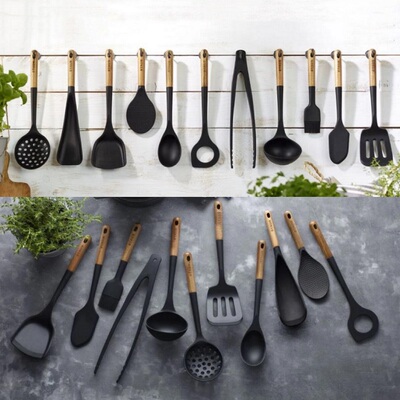 staub铸铁锅专用木柄硅胶夹漏勺铲勺铲汤勺炒菜牛排不粘锅饭锅铲