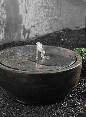 日式流水石钵喷水池XWF庭院聚宝盆石涌槽钵花园景观泉水系泉喷水