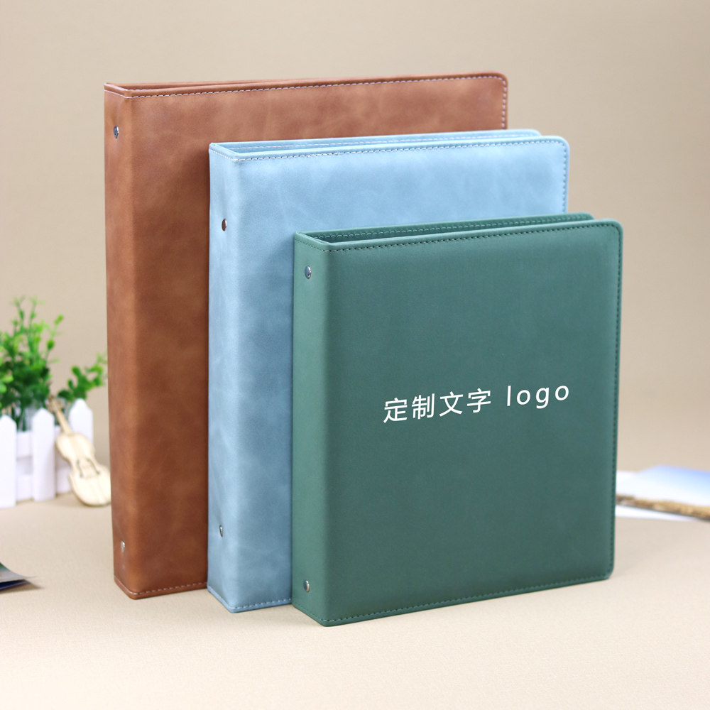 A4收藏册文件夹活页定制logo皮革相册切页卡收纳礼物卡册手册影集
