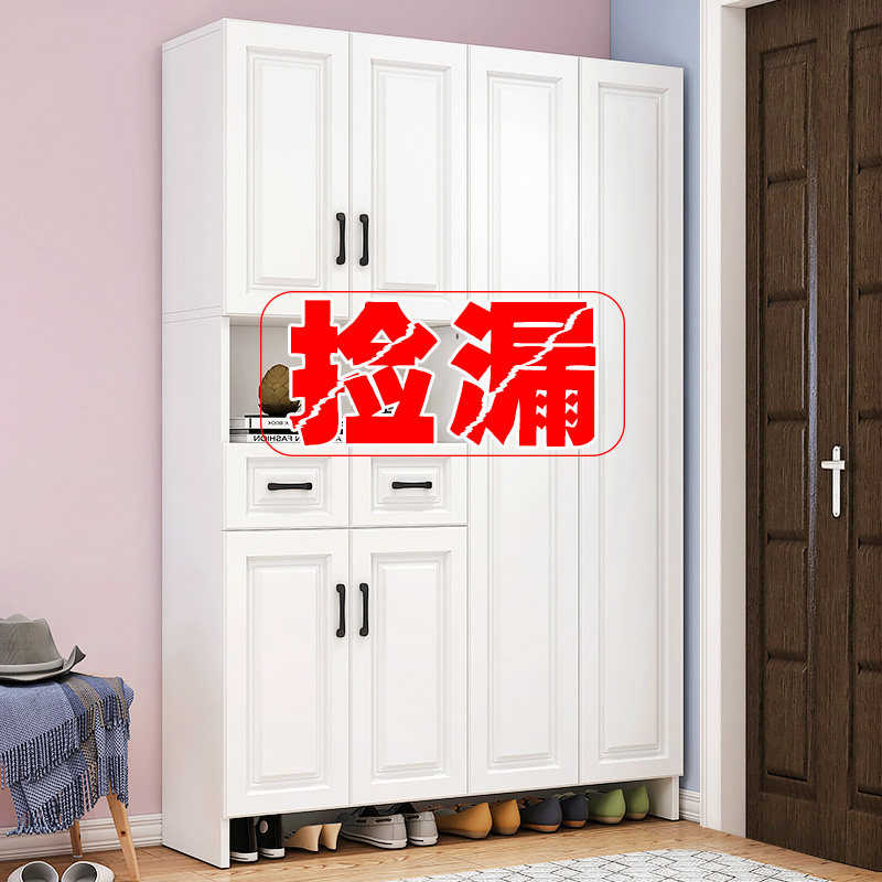 进门欧式鞋柜家用门口简约客厅挂衣架一体实木大容量收纳柜玄关柜