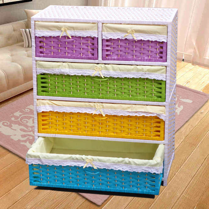 包邮实木抽屉柜宝宝柜简易阳台鞋柜藤编收纳衣柜衣柜婴儿卧室衣柜