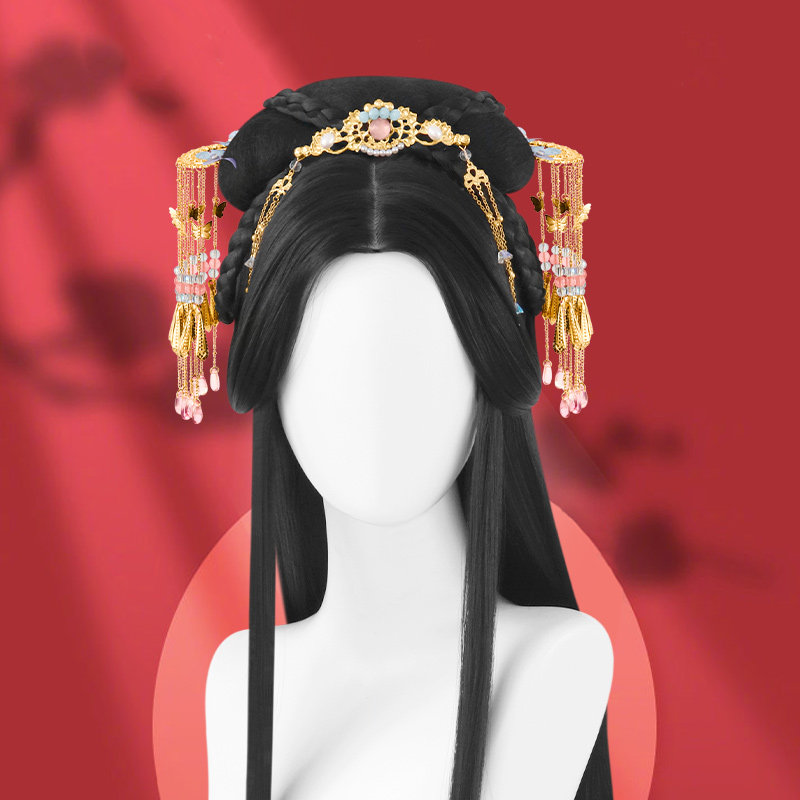 宋制明制古装整顶头套式汉服假发女古典全套头古风长直发造型cos