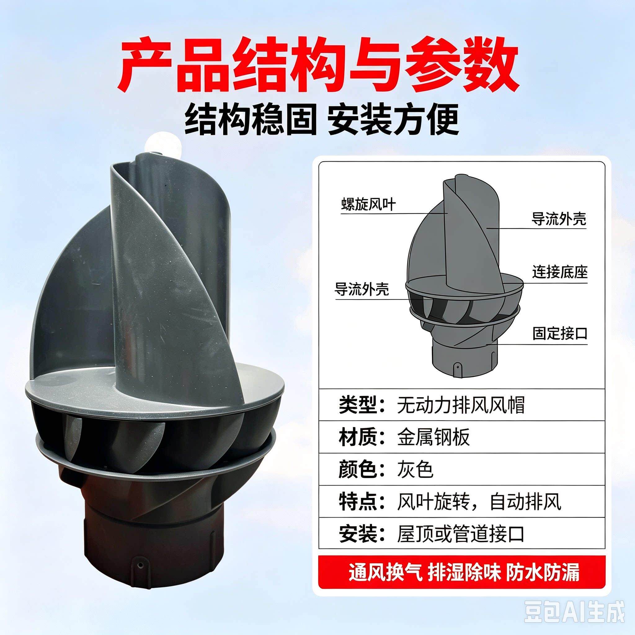 无动力涡轮风/通帽屋下顶通雨风器防排气养殖场仓库地室自然风换