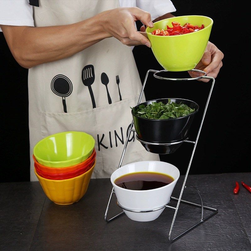 三层麻辣烫火锅店耐高温餐台展示斜口自助餐厅器皿调料蘸料架子