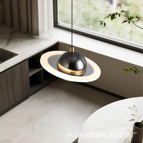 卧室床头吊灯北欧设计师创意飞碟星球小吊灯可升降玄关吧台吊线灯