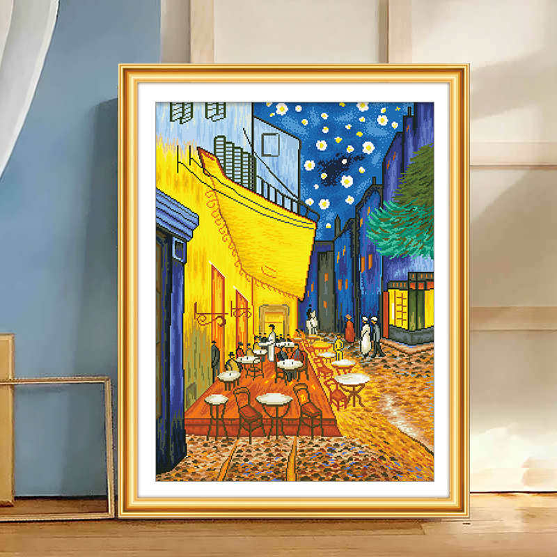 梵高咖啡馆十字绣2025新款高级油画手工名画客厅刺绣简单卧室风景