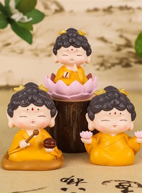 赐福小汽车可爱网红小观音小佛祖摆件家居玄关桌面装饰品装饰摆件